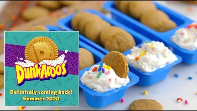 Dunkaroos Vanilla Cookies and Vanilla Frosting with Rainbow Sprinkles