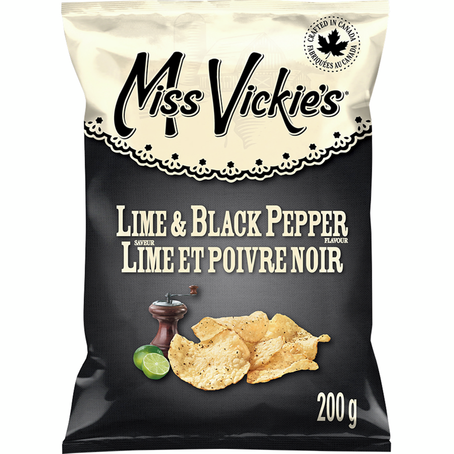 MISS VICKIES Lime & Black Pepper kettle cooked potato chips 200g