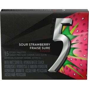 Wrigley 5 Flood Sour Strawberry Sugar Free Chewing Gum