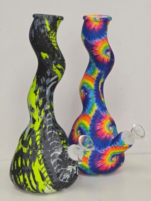 Silicone 10" Printed Curved Neck Bong