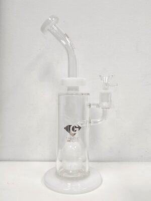 Diamond Glass 12" Bong With Perc Clear/White
