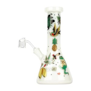 Red Eye Glass 8.5" White Tattoo Dab Rig