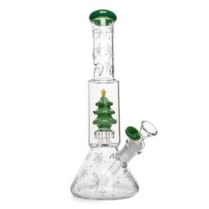 Red Eye Glass 12" Christmas Tree Dual Perc Bong