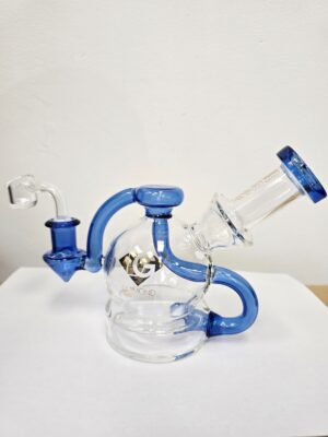 Diamond Glass 5" Recycler Rig Clear/Blue