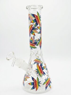 Flame 10" Rainbow Leaf Bong