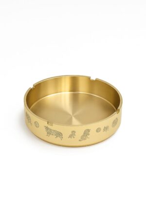Brass Chinese Tiger Ashtray Golden